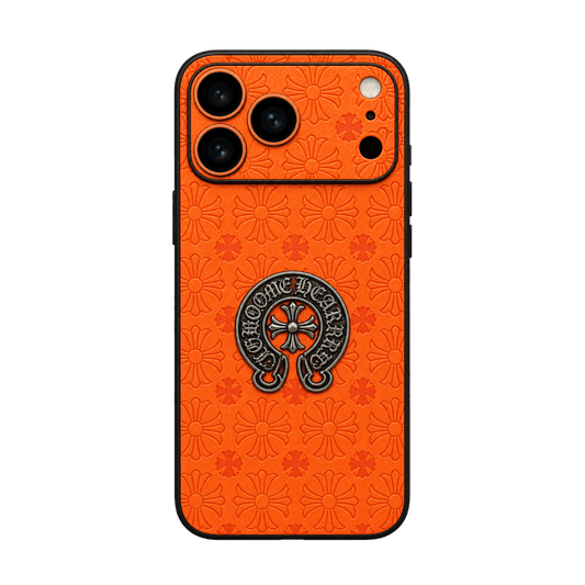 CR Heart Embossed Orange iPhone case
